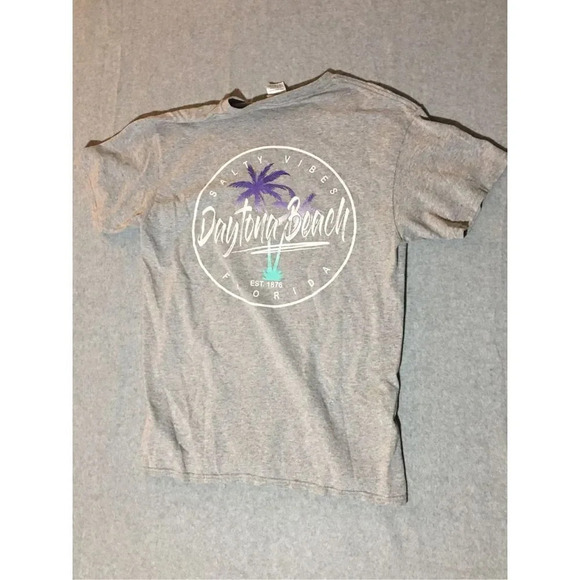 Mens Delta Pro Weight Shirt Size Medium Grey Daytona Beach Graphic Tee - Picture 3 of 3
